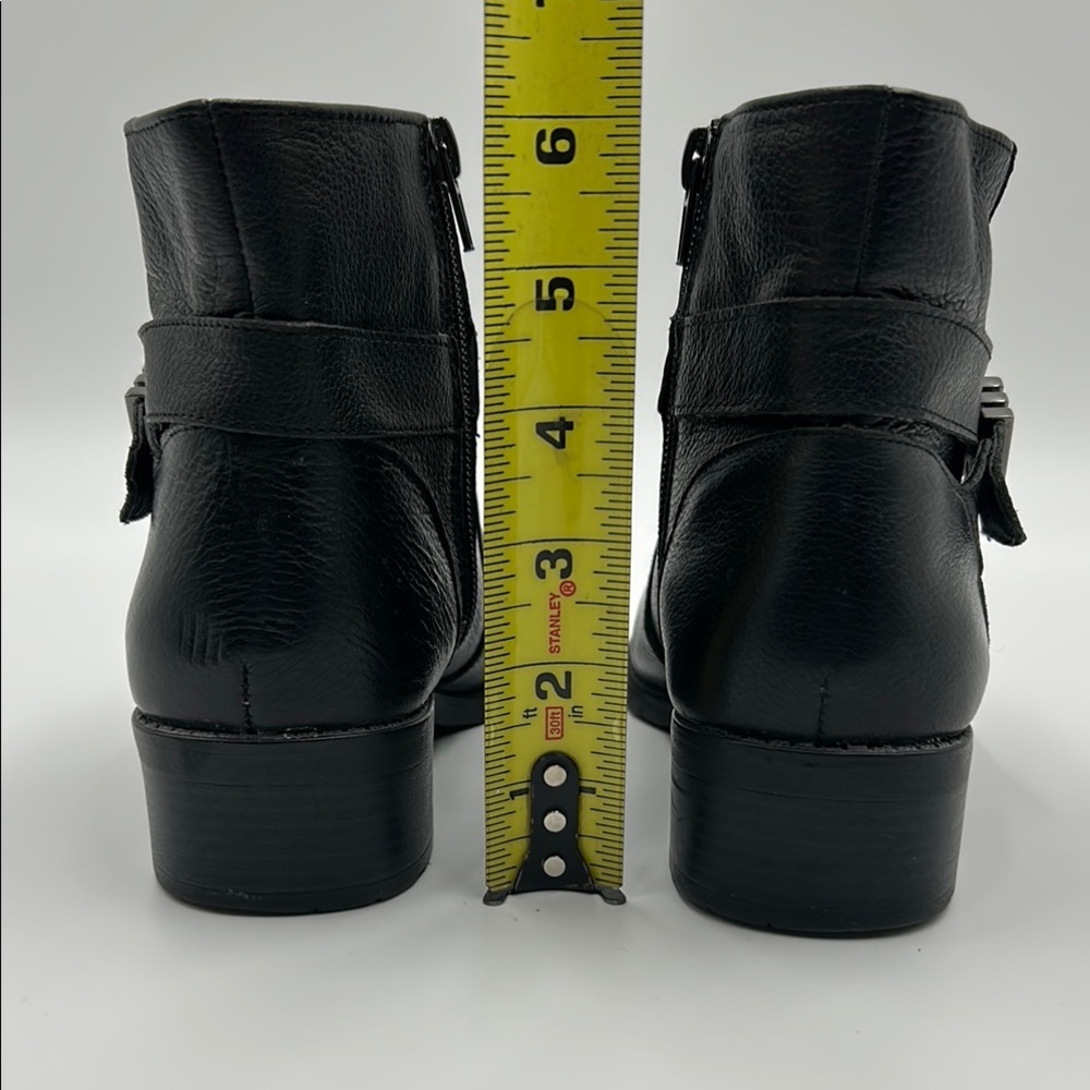 Anne Klein Lorissa Leather Ankle Booties Women's 6.5 Black Ruched Detail Zip Up - Picture 4 of 14